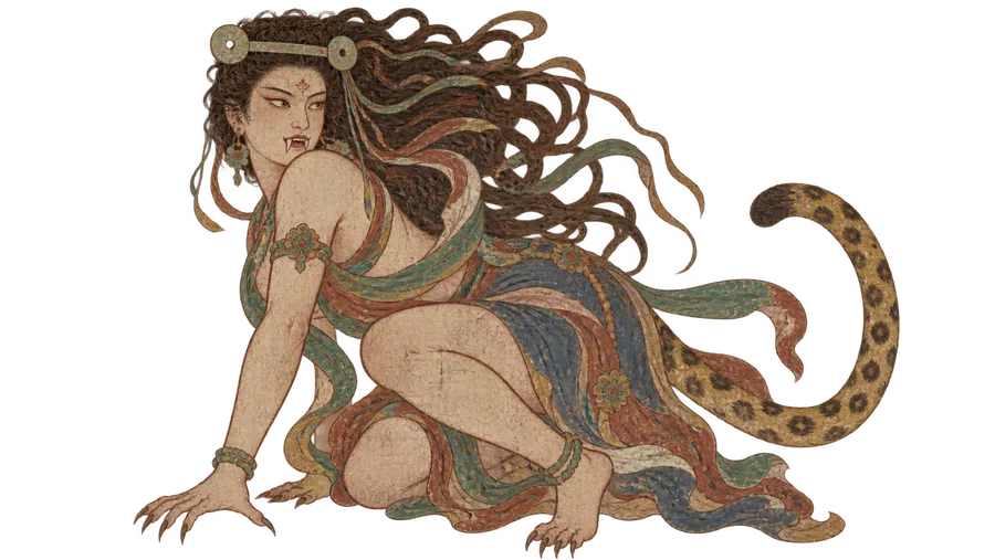 西王母（流观山海按原文重绘）